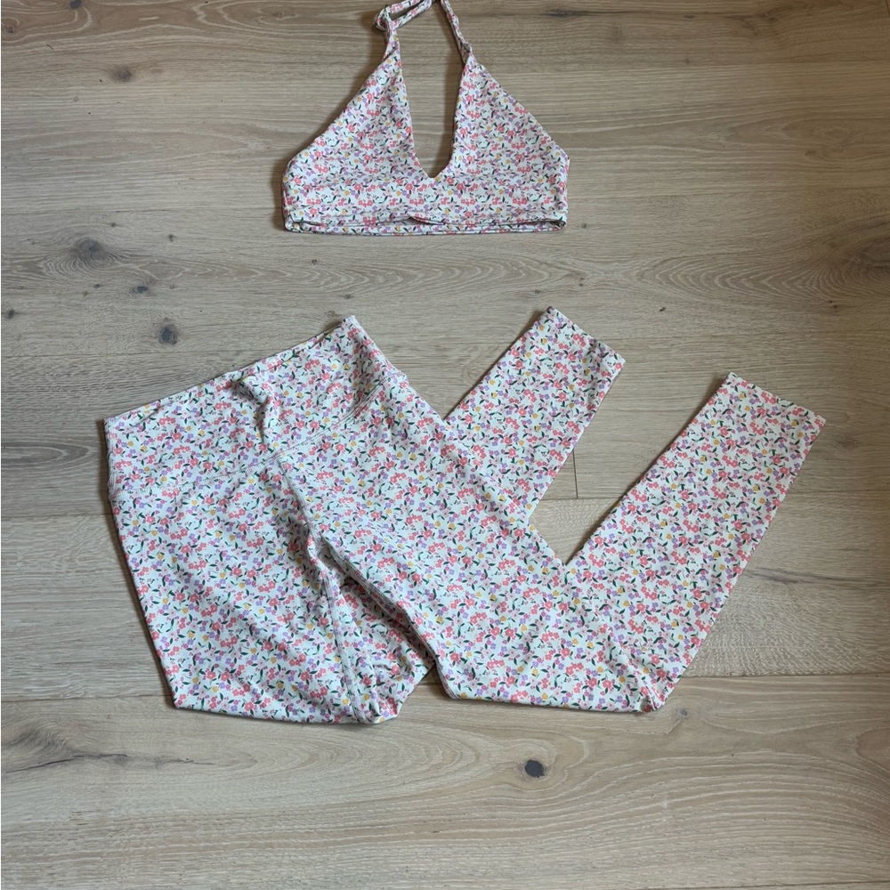 Floral Halter Top and Leggings Set